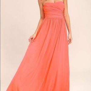 Lulu’s Coral Chiffon Gown